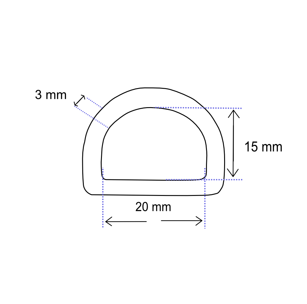 D-Ring 20 mm geschweisst Eisen vernickelt