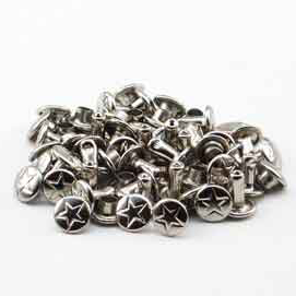 Doppelkopfnieten mit Sternmotiv, Eisen vernickelt Ø 7 x 6.3 mm, 100/Pkg