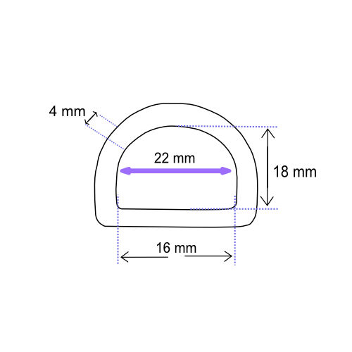 D-Ring 16 mm geschweisst Gunmetal