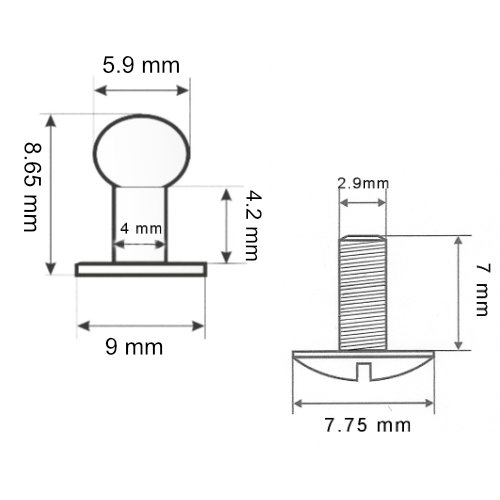 Schraubknopf mit Strass Messing silberfarbig (nickelfrei), Kopf ø 5.9 mm, Schraube ECOBRASS® 7 mm Eisen 5 mm 