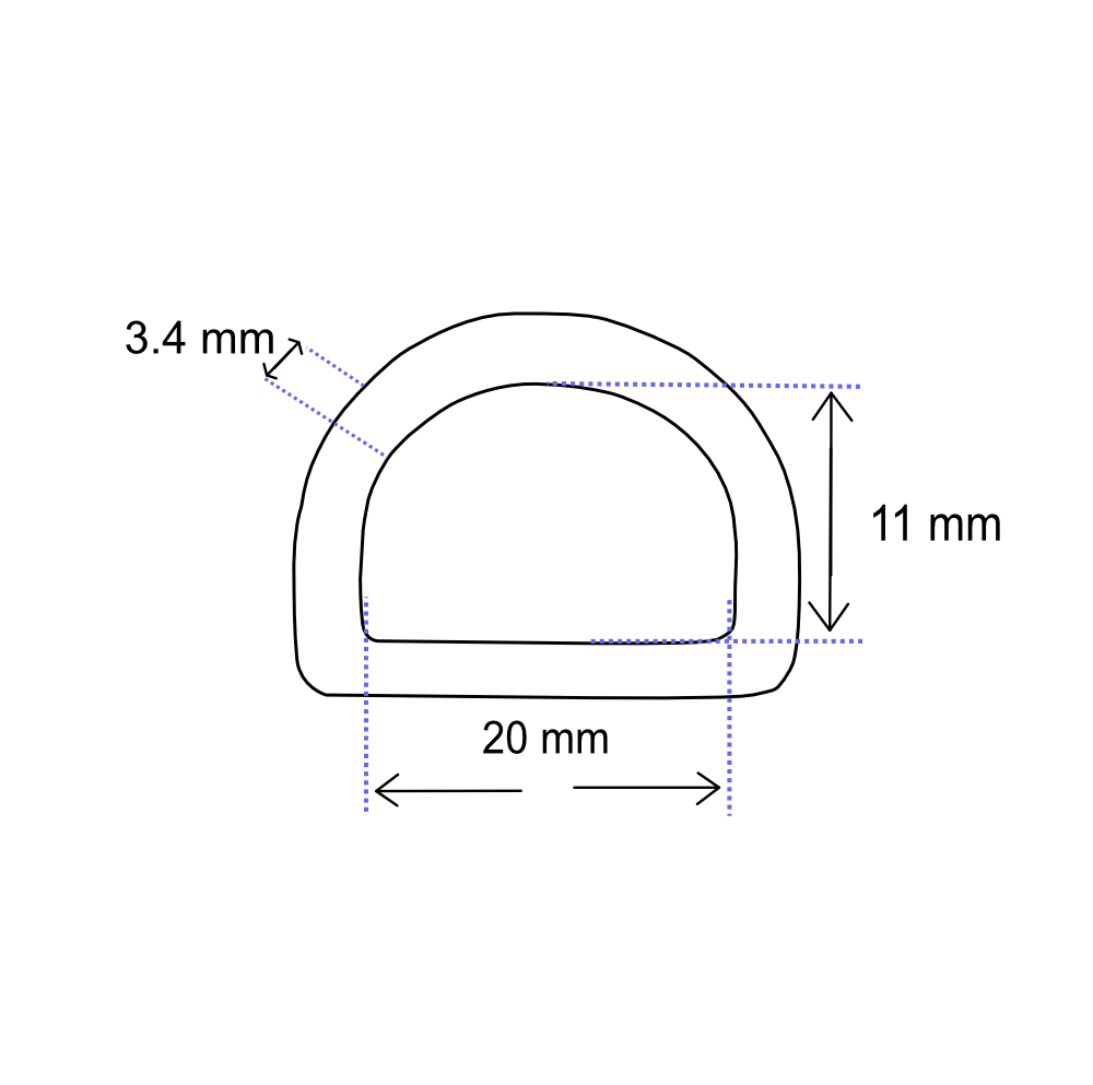D-Ring 20 mm Messing, Draht Ø 3.4 mm