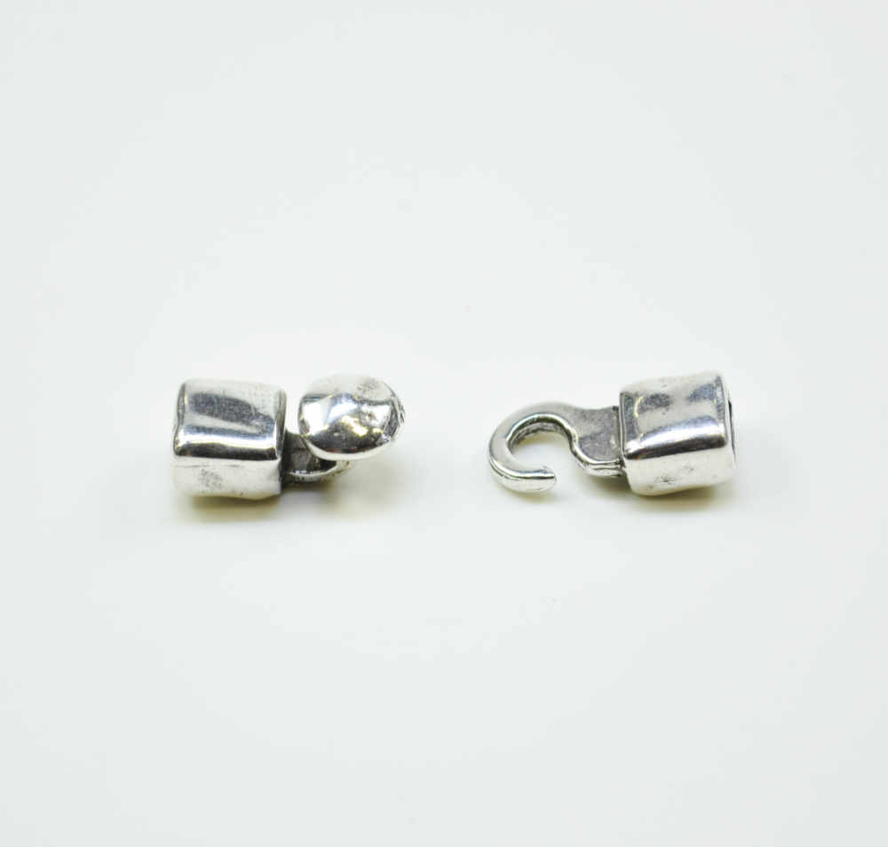 Verschluss Haken & Kugel, silberfarbig, NICKELFREI, 6 x 1.5 mm