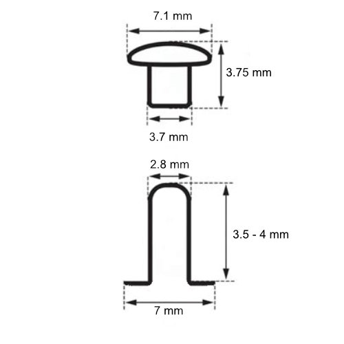 Hohlnieten, Ø 7.1 x 4 mm, Eisen NICKELFREI, Preis pro 100