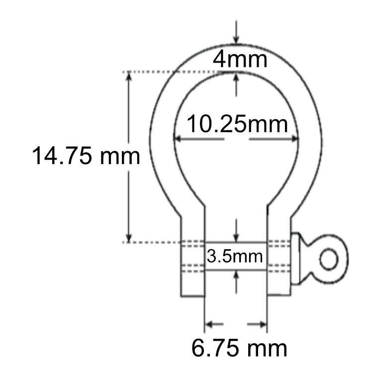 Kuhmaul-Schäkel Messing  14.5 x 8 x  3.5 mm