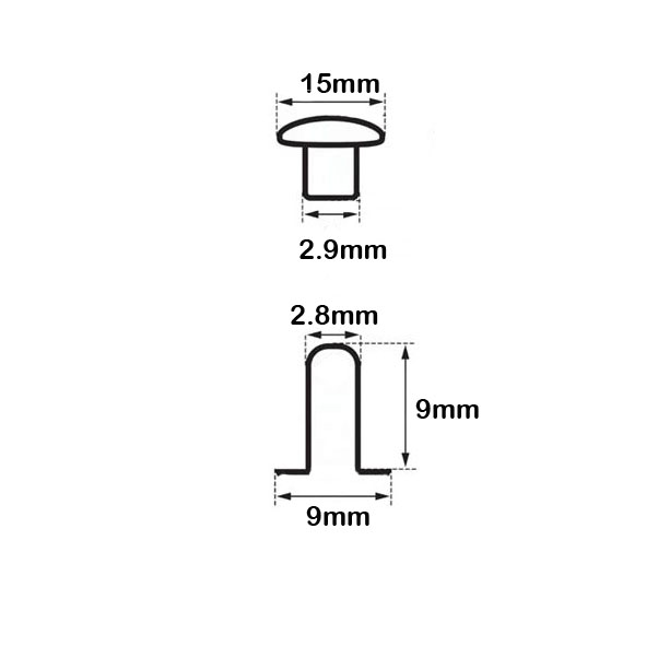 Hohlnieten, Eisen Altmessing Ø15 mm, Preis pro 100