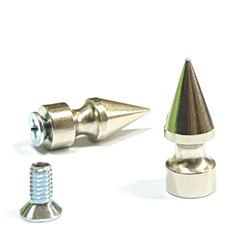 Spike Messing vernickelt 25 x 9.5 mm, rund, Schraube Stahl 