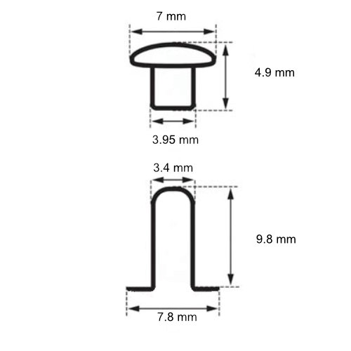Hohlnieten, Ø 7 x 9.8 mm, Eisen schwarz, Preis pro 100