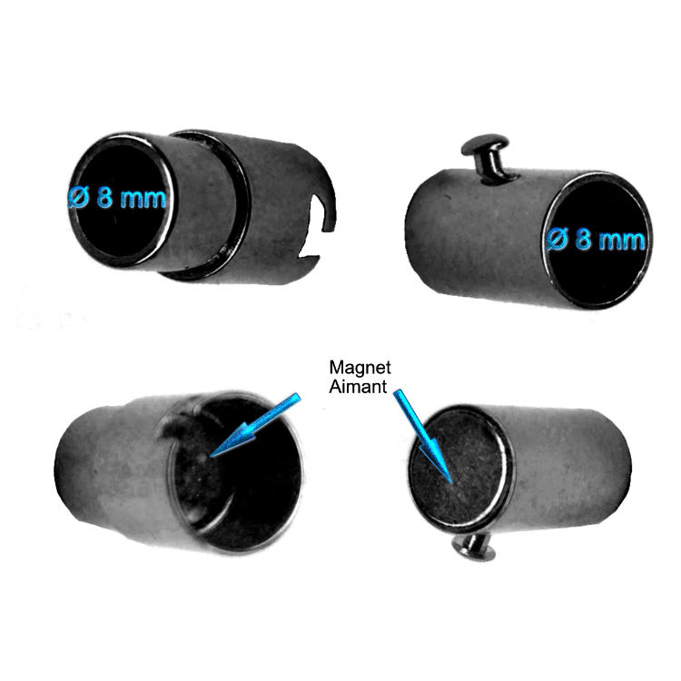 Bajonettverschluss mit Magnet fur Kordel Ø 8 mm, schwarz, NICKELFREI
