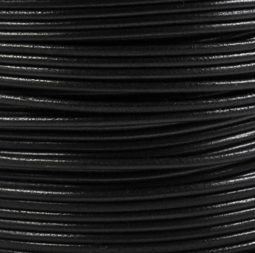 Kernlederrundschnur  Ø 2.5 mm Schwarz, endlos, Preis pro Meter 
