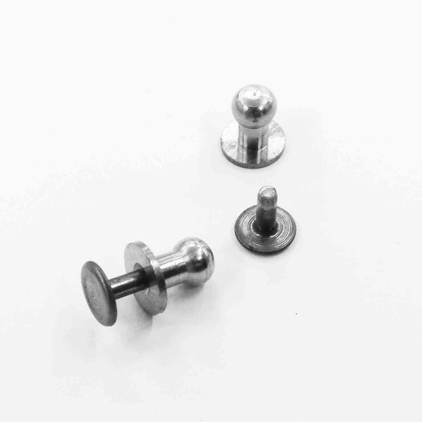 Nietknopf Messing ECOBRASS® silberfarbig (nickelfrei), Kopf ø 6 mm, Stahl Niete 7 mm