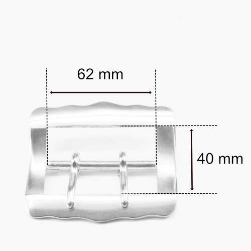 Glockenriemenschnalle mit 2 Dornen, Massivmessing, 60 mm