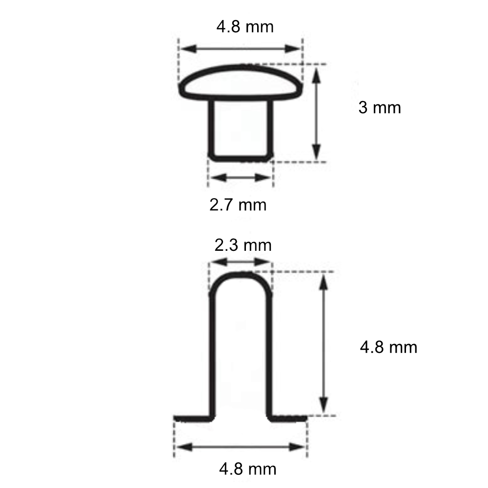 Hohlnieten Eisen Altmessing, Ø4.8 x 4.8 mm, 100 Stk/Pkg