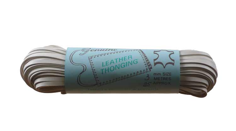 Flechtband Känguruleder 3 mm flach, Weiss