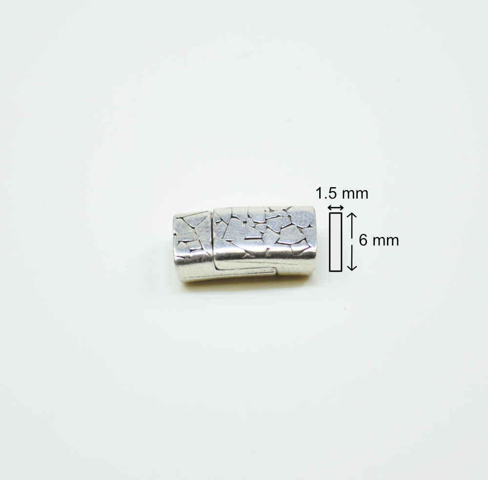 Magnetverschluss 6 x 1.5 mm, silberfarbig, craqueliert, NICKELFREI