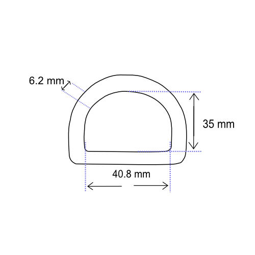 D-Ring 40 x 35 x 6 mm Messing