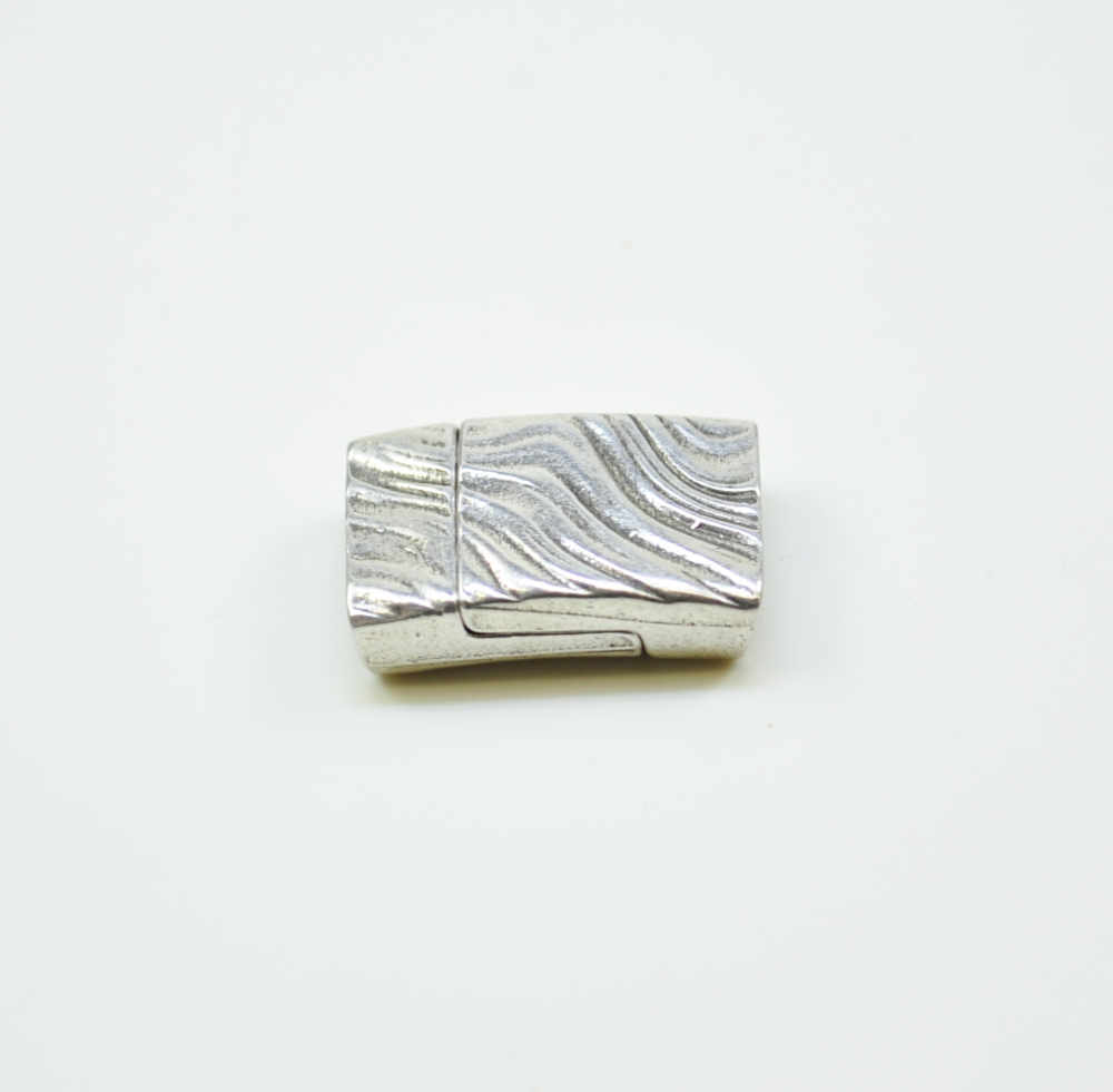 Magnetverschluss 10 x 2 mm, silberfarbig mit Wellenrelief, NICKELFREI