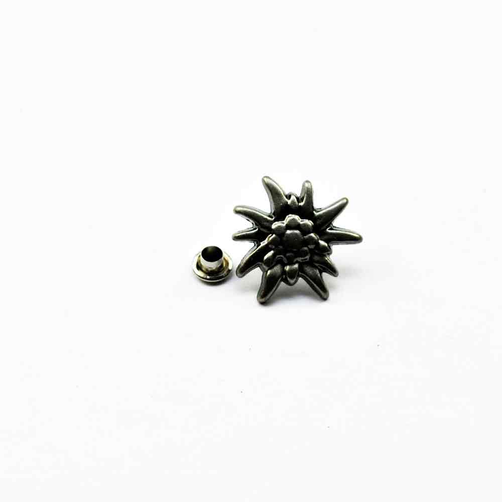 Ziernieten Edelweiss Ø 20mm, Altsilber,  Preis per Stück