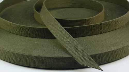 Baumwollband 20 x 1.5 mm Olivgrün, gewoben