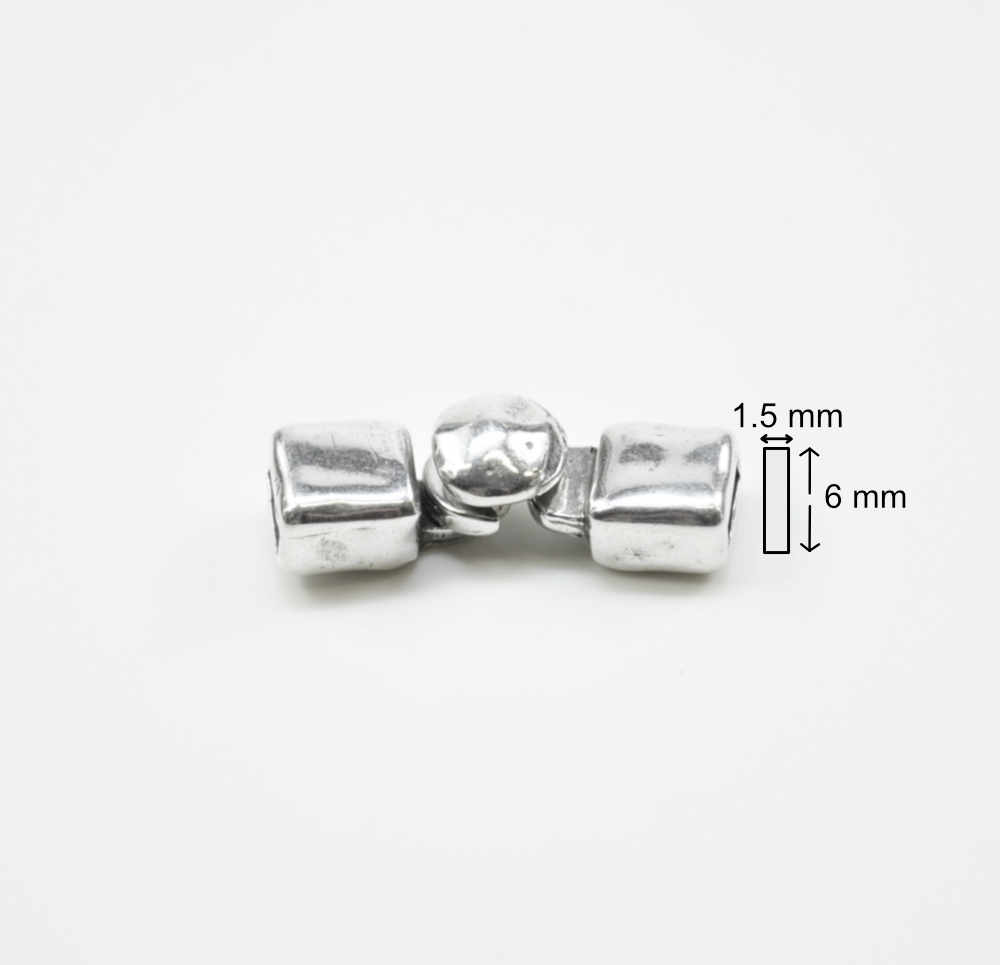 Verschluss Haken & Kugel, silberfarbig, NICKELFREI, 6 x 1.5 mm