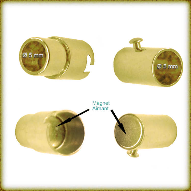 Bajonettverschluss mit Magneten fur Kordel Ø 4 mm, goldfarbig, NICKELFREI