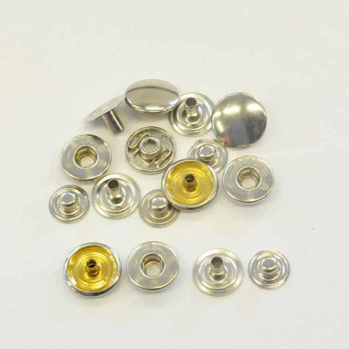 S-Feder Druckknöpfe, Kopf-Ø 10.5 mm, Messing vernickelt, Packung à 10 Stk. 