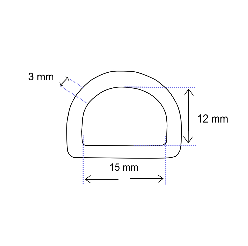 D-Ring 15 mm Edelstahl, leichte Ausführung, Draht Ø 2.9 mm