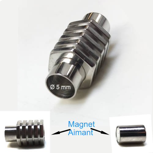 Magnetverschluss fur Kordel Ø 5 mm, silberfarbig, NICKELFREI