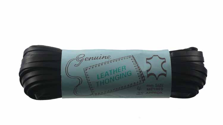 Flechtband Känguruhleder 4 mm flach Schwarz