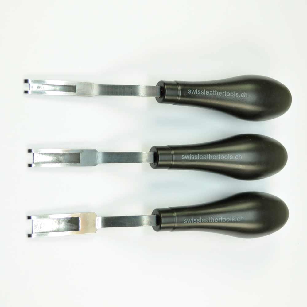 Schärfhobel (French Skiver) SLT black handle 4 mm breit. Gebrauchsfertig geschliffen und poliert. SWISS MADE