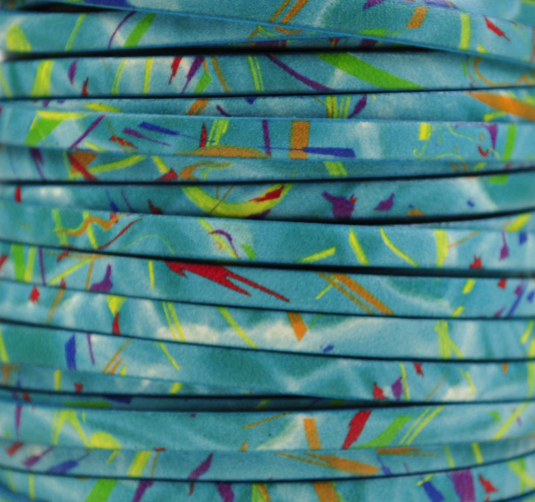 Riemchen Rindleder 5 mm Bunt "Surf", Kanten Türkis, Preis für 10 cm