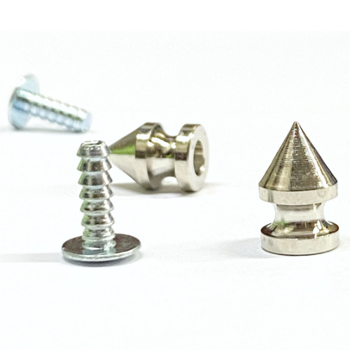 Spike zum Nieten, Messing vernickelt, rund, 13 x 8 mm Spike zum Nieten, Messing vernickelt, rund, 13 x 8 mm