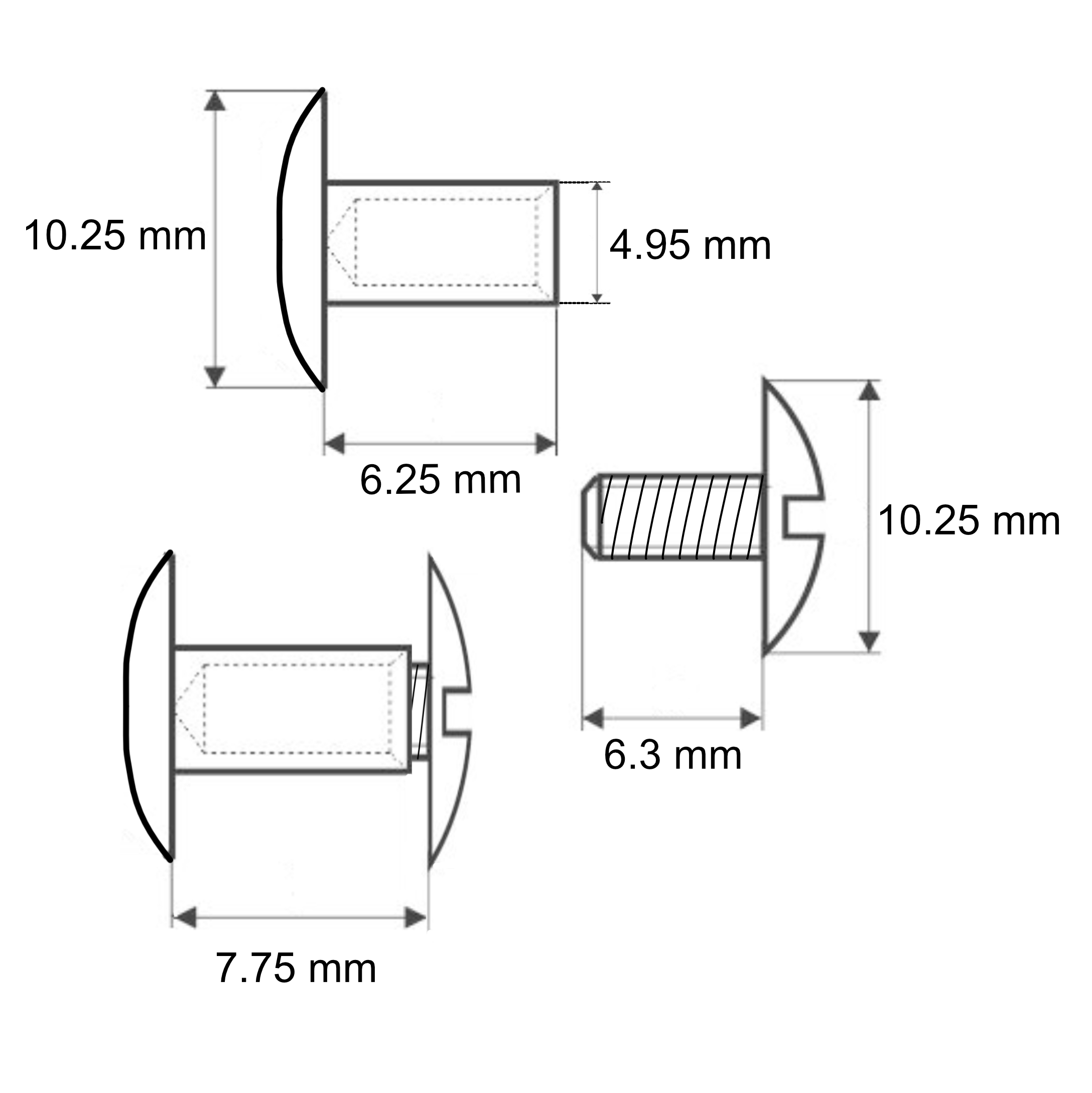 Chicago Schrauben 8 mm, Messing vernickelt, pro Paar Chicago Schrauben 8 mm, Messing vernickelt, pro Paar