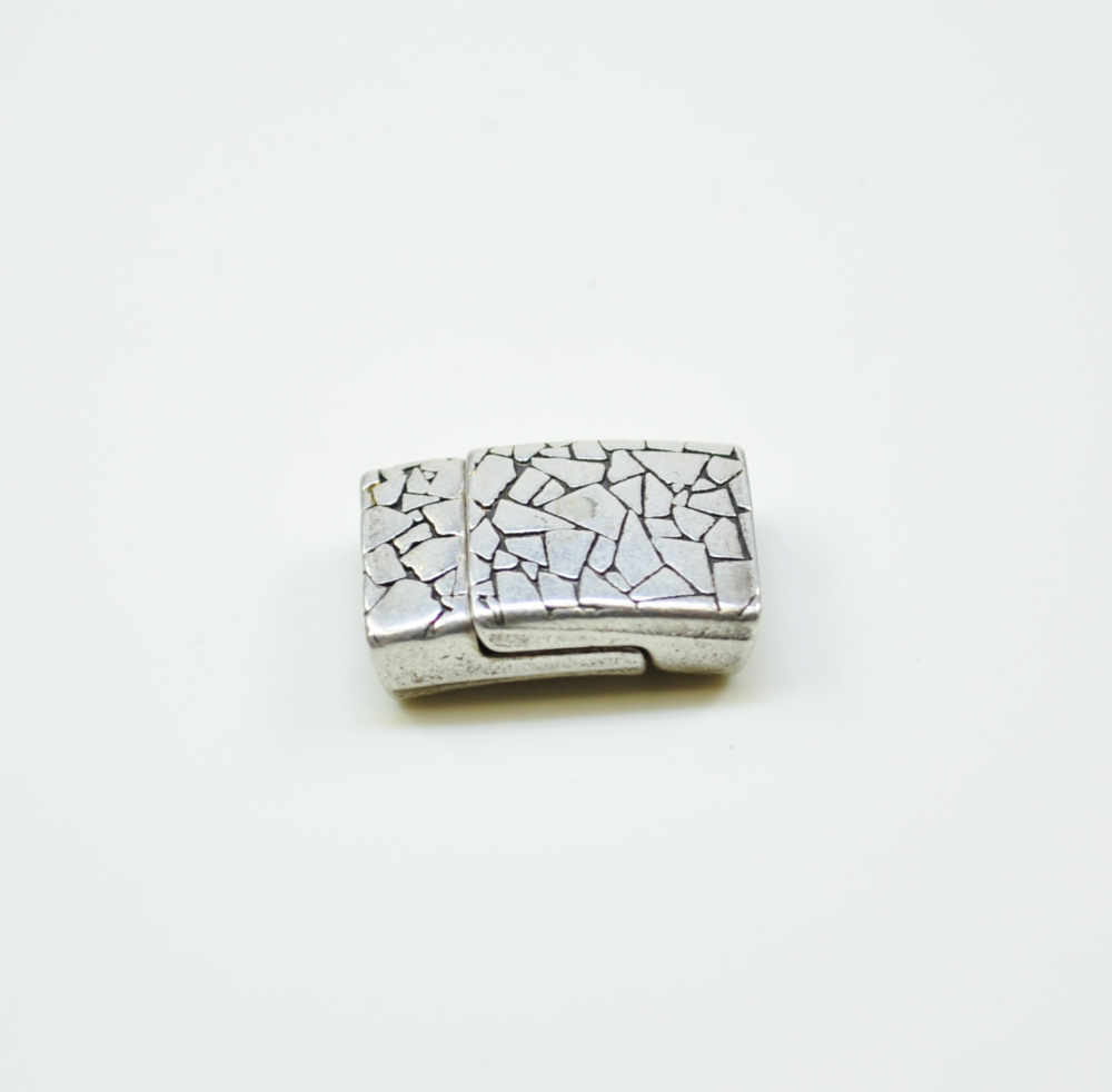 Magnetverschluss 10 x 2 mm, silberfarbig, craqueliert, NICKELFREI