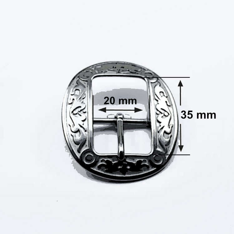 Doppelschnalle 20 mm, oval, Edelstahl mit Floralmotiv