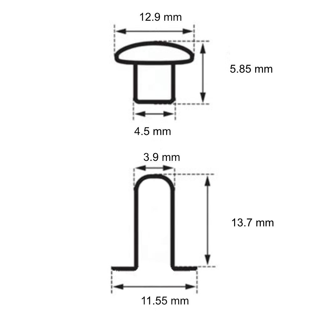 Hohlnieten Messing vernickelt, Ø13 x 13.7 mm, Preis pro 100