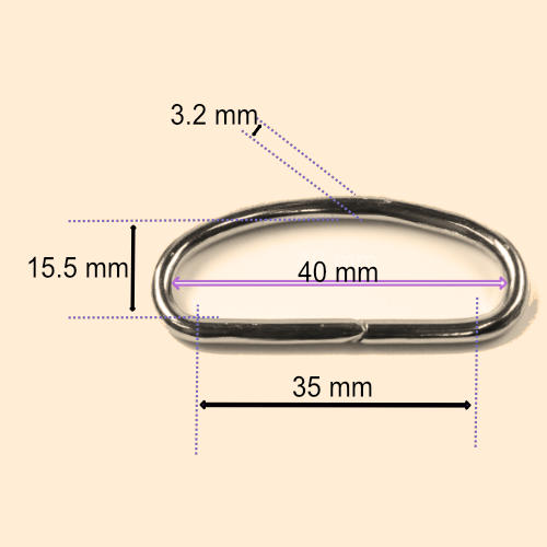 Halbring oval 40 mm Eisen vernickelt