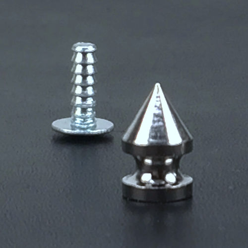 Spike zum Nieten, Messing vernickelt, rund, 13 x 8 mm