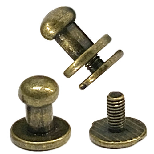 Schraubknopf Zamak Altmessing, Kopf Ø 6 mm, Schraube 6 mm 