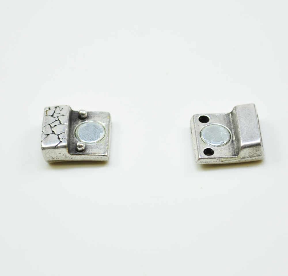 Magnetverschluss 10 x 2 mm, silberfarbig, craqueliert, NICKELFREI