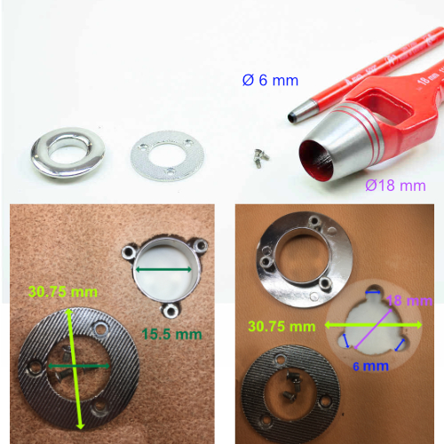 Oese zum Schrauben, vernickelt, 15.5 mm,  für Leder ab 3 mm Dicke
