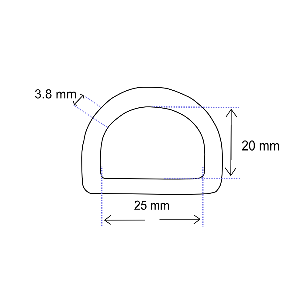 D-Ring 25 mm Edelstahl, leichte Ausführung, Draht Ø 3.9 mm