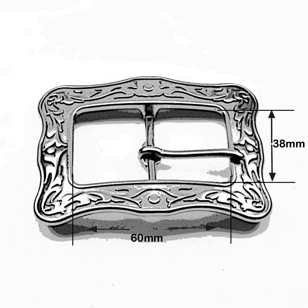 Doppelschnalle 38 mm, rechteckig, Edelstahl mit Floralmotiv
