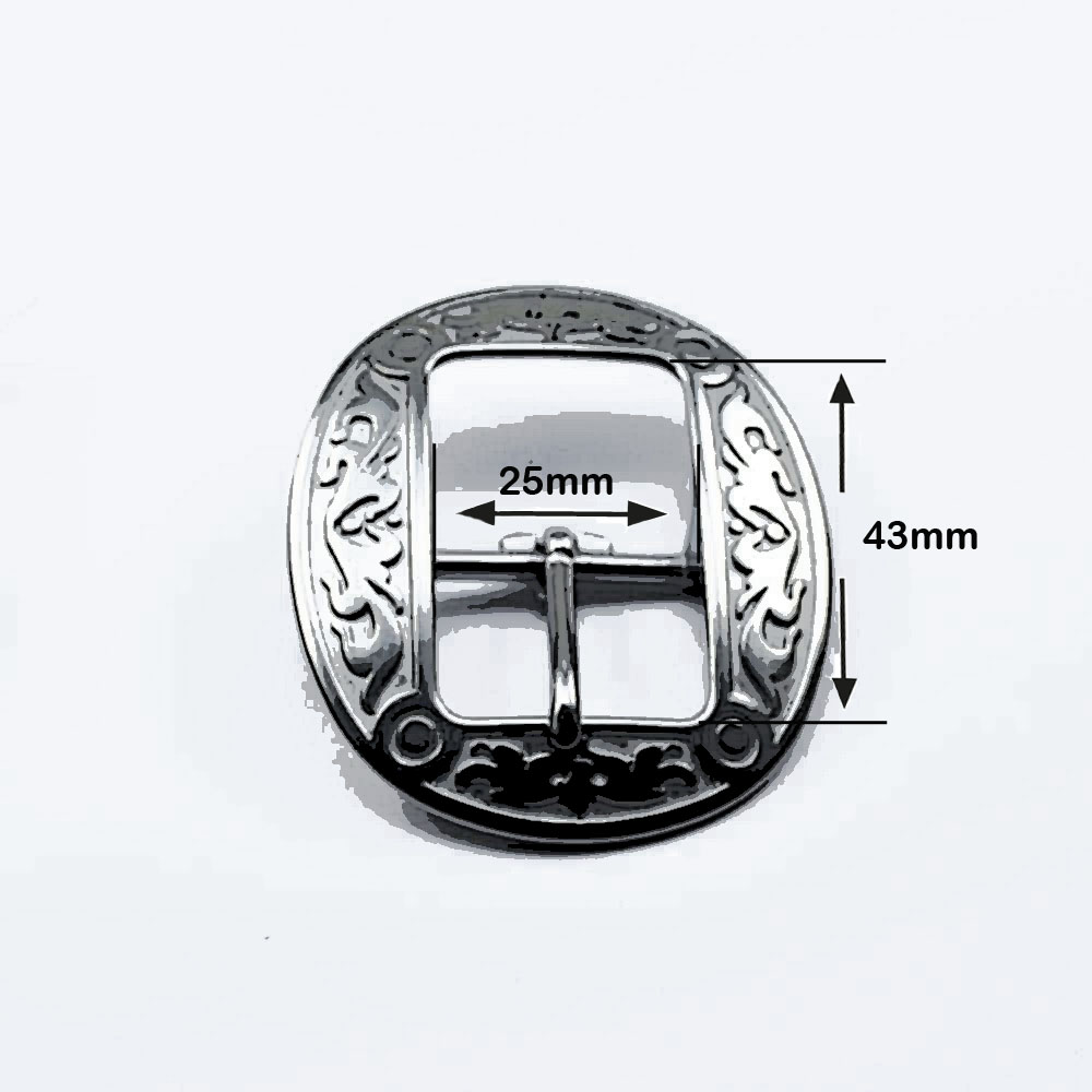 Doppelschnalle 25 mm, oval, Edelstahl mit Floralmotiv Black Accents