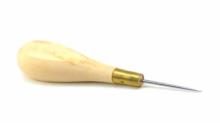 Steppahle, mit grossem flachem Buchsbaum-Heft gebrauchsfertig montiert , 70 mm