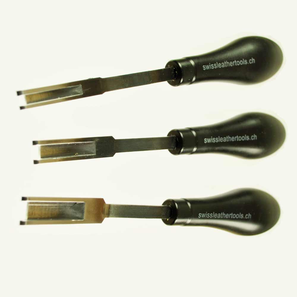 Schärfhobel (French Skiver) SLT black handle 8 mm breit. Gebrauchsfertig geschliffen und poliert. SWISS MADE