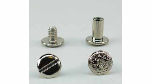 Chicago Schrauben 9.5 mm Messing vernickelt, Floral, pro Paar