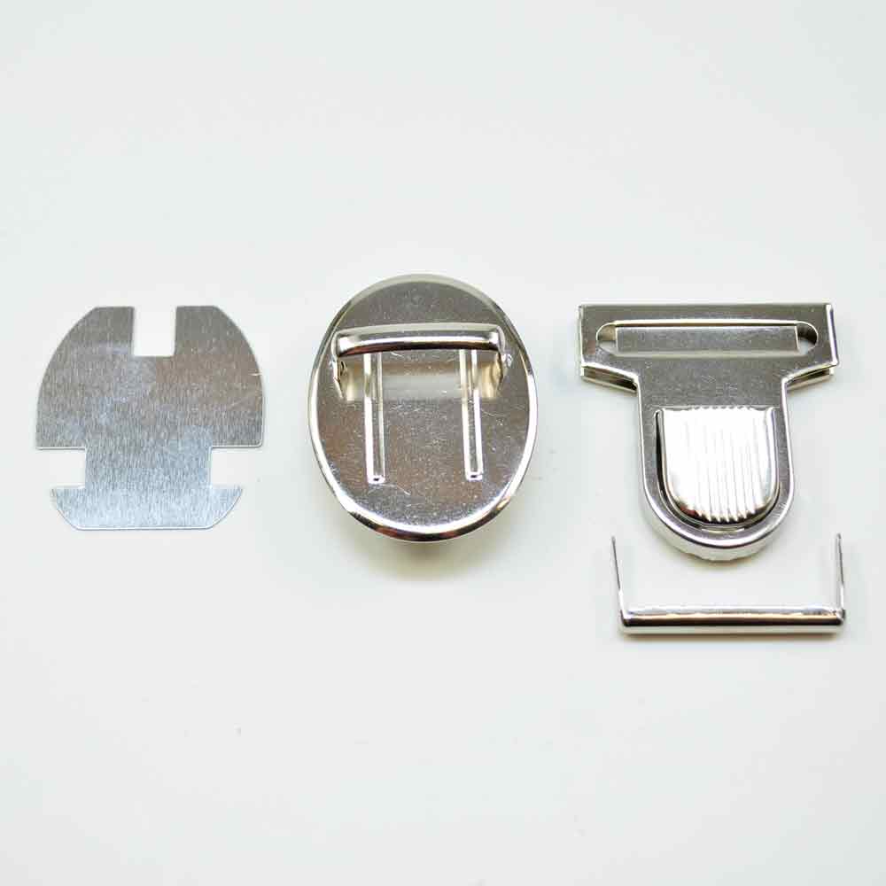 Steckschloss, Eisen vernickelt Unterteil 49 x 35 mm, Oberteil  46 x 25 mm Steckschloss, Eisen vernickelt Unterteil 49 x 35 mm, Oberteil  46 x 25 mm