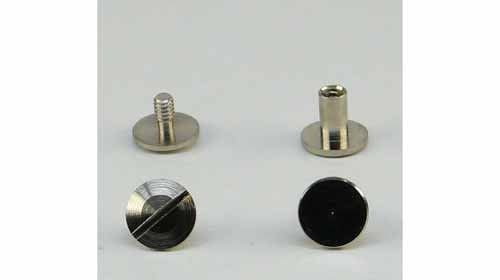 Gürtelschraube 6 mm, Messing vernickelt, pro Paar