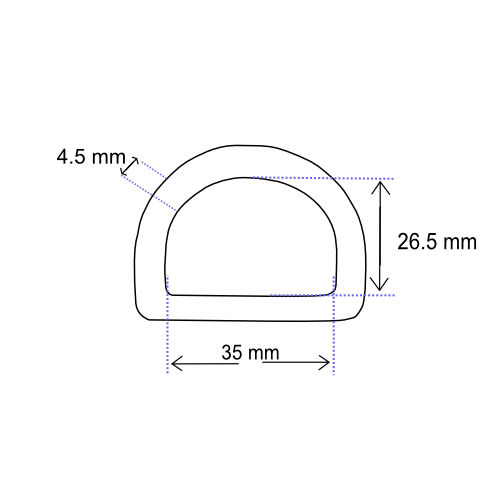 D-Ring geschweisst, Eisen vernickelt, 35 mm, Draht Ø 4.5 mm