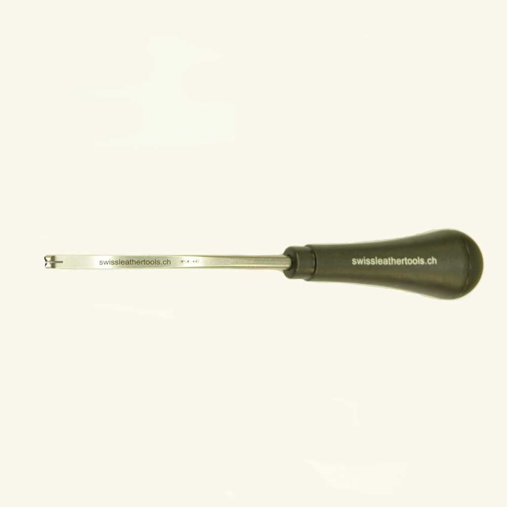 Kantenzieher SLT black handle, englische Form mit Führungsrille, Nr.1. Gebrauchsfertig geschliffen und poliert. SWISS MADE